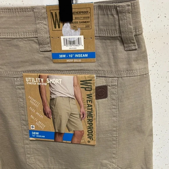 Weatherproof - NWT Men’s Utility Cargo Shorts - Khaki (size 38) - Picture 6 of 8